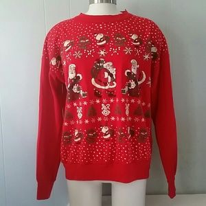 Soft and Thin Xmas Sweatshirt Santa puffy print